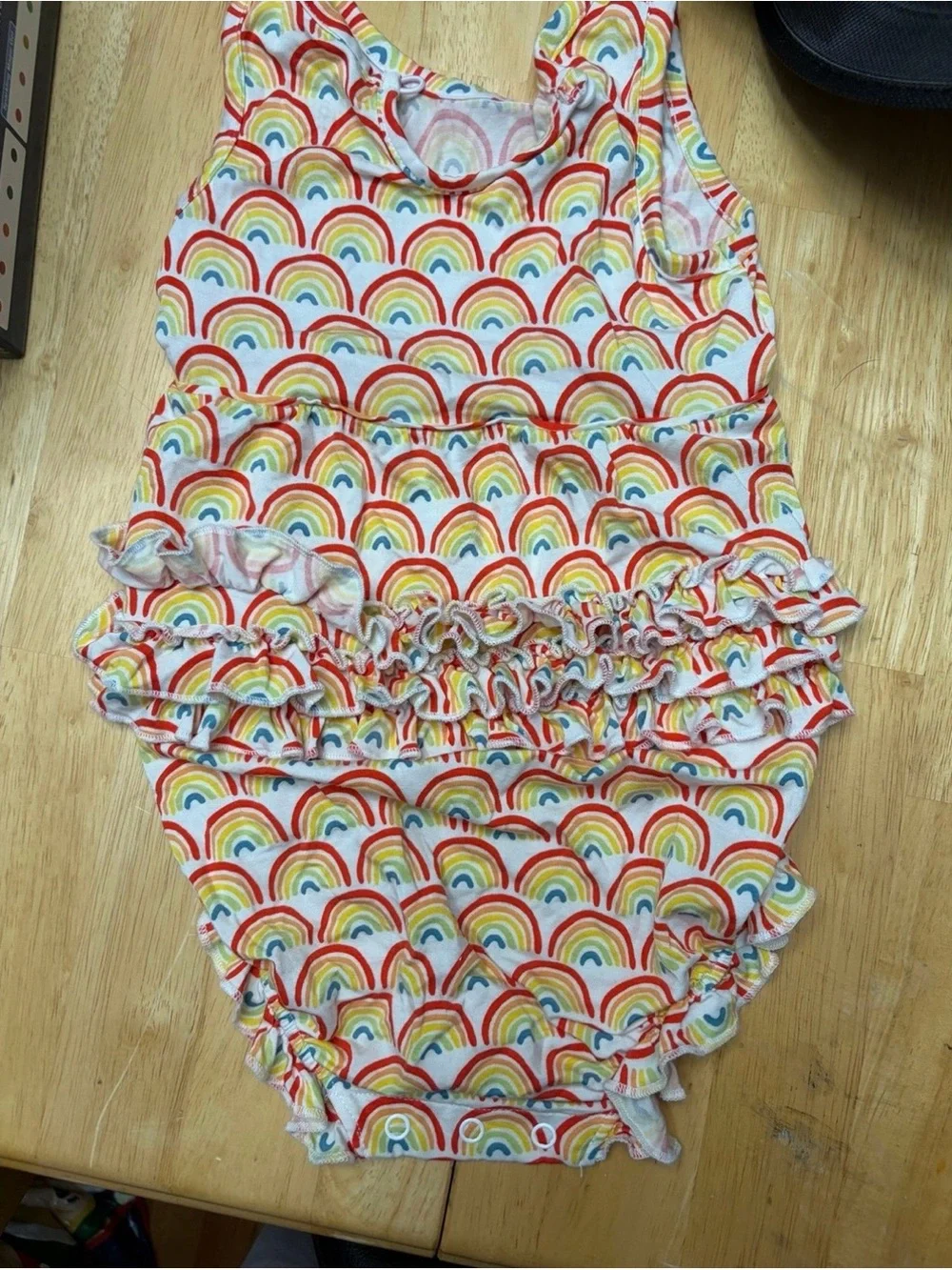 Little Sleepies Rainbow Print Sleeveless Romper - Red, Yellow, Blue